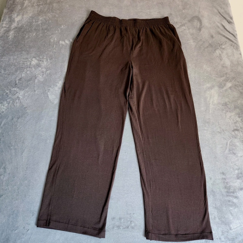 SKIMS Chocolate Brown Cotton Modal Lounge Pants Wide Leg Pockets XL TP-SHR-6192M